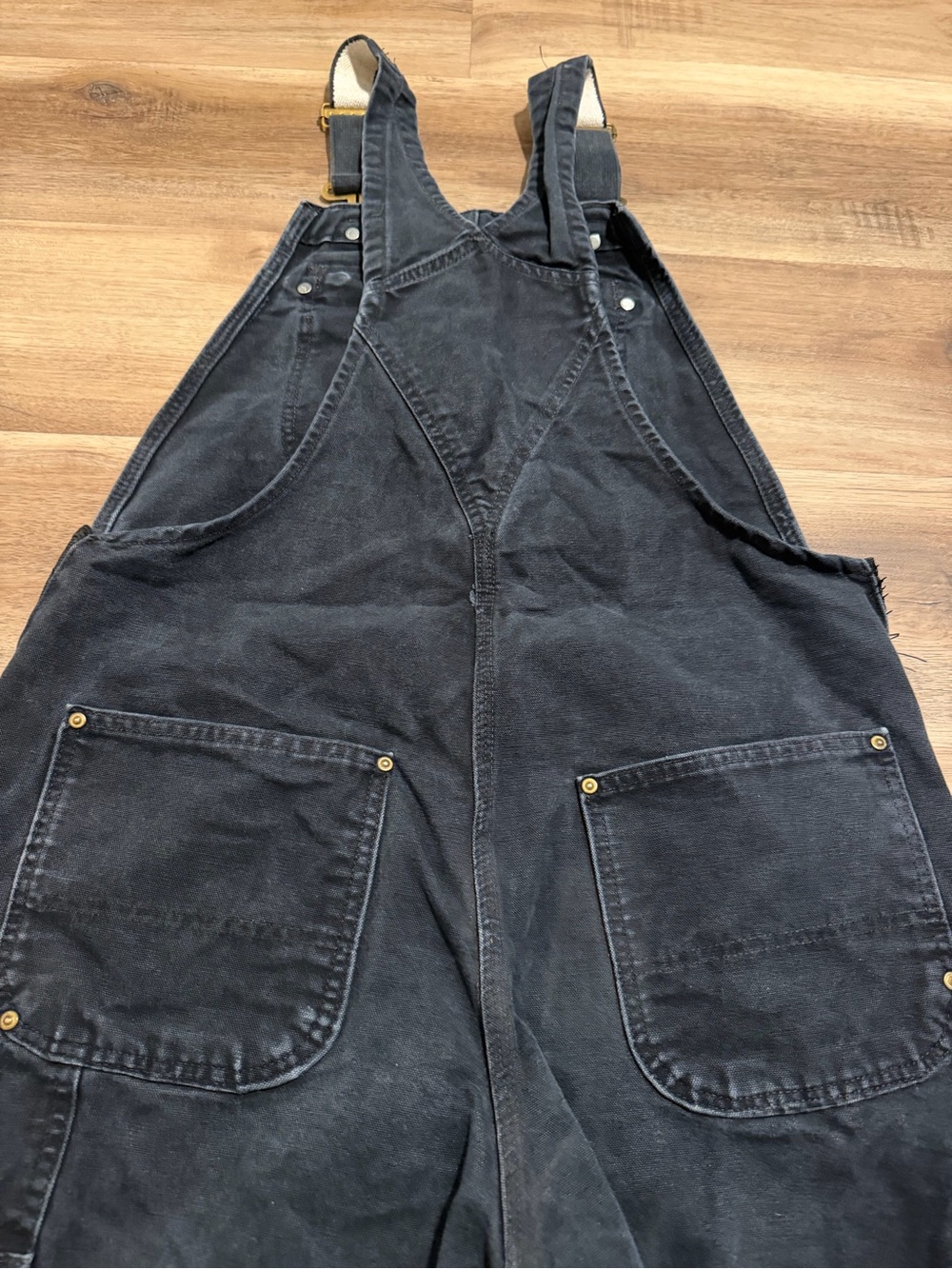 Carhartt Double Knee Unlined Duck Bib Overall Mens 34x32 Black Canvas 102776-001 - Picture 5 of 8